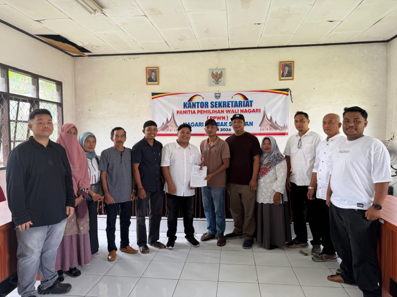 Jevin Amillga, S.H secara resmi menyerahkan berkas pendaftarannya untuk maju dalam kontestasi Pemilihan Wali Nagari (Pilwana), Sabtu (18/7/2026).