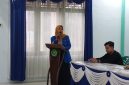 Ketua KOPRI PC PMII Pasaman Barat, Sahabati Imelia Siska Putri, dalam sambutannya di hadapan 30 kader.
