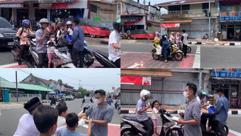 Aliansi Mahasiswa Pariaman Bersatu menggelar aksi sosial bertajuk “1 Masker 1000 Kebaikan” dengan membagikan masker gratis kepada masyarakat di kawasan Tugu Tabuik, Kota Pariaman, Jumat (11/9/2026).